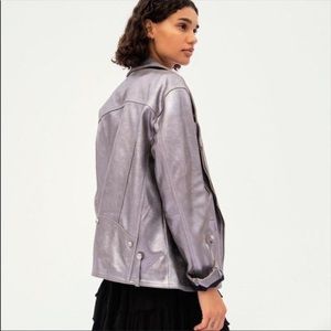 Free People Jealousy Jacket Real Leather Limited Edition Metallic Moto